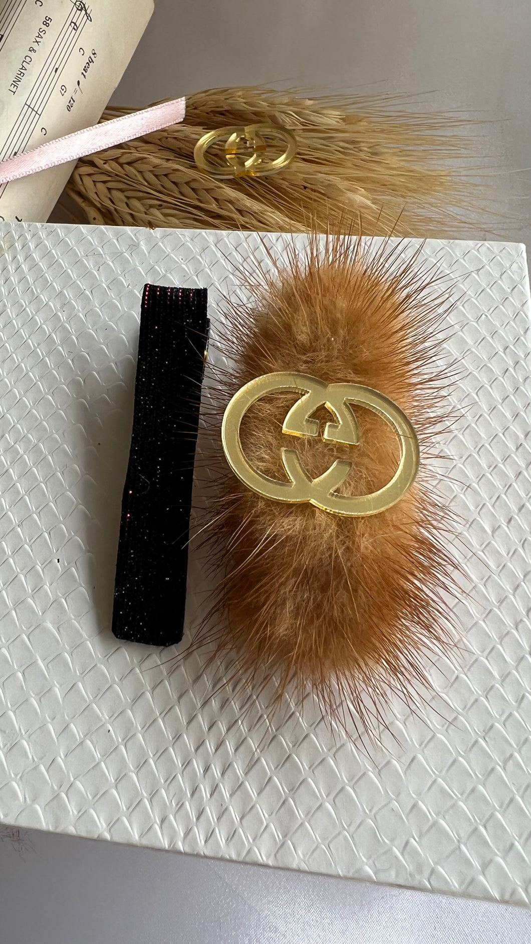 Par de Hair Clip caramelo- Gucci